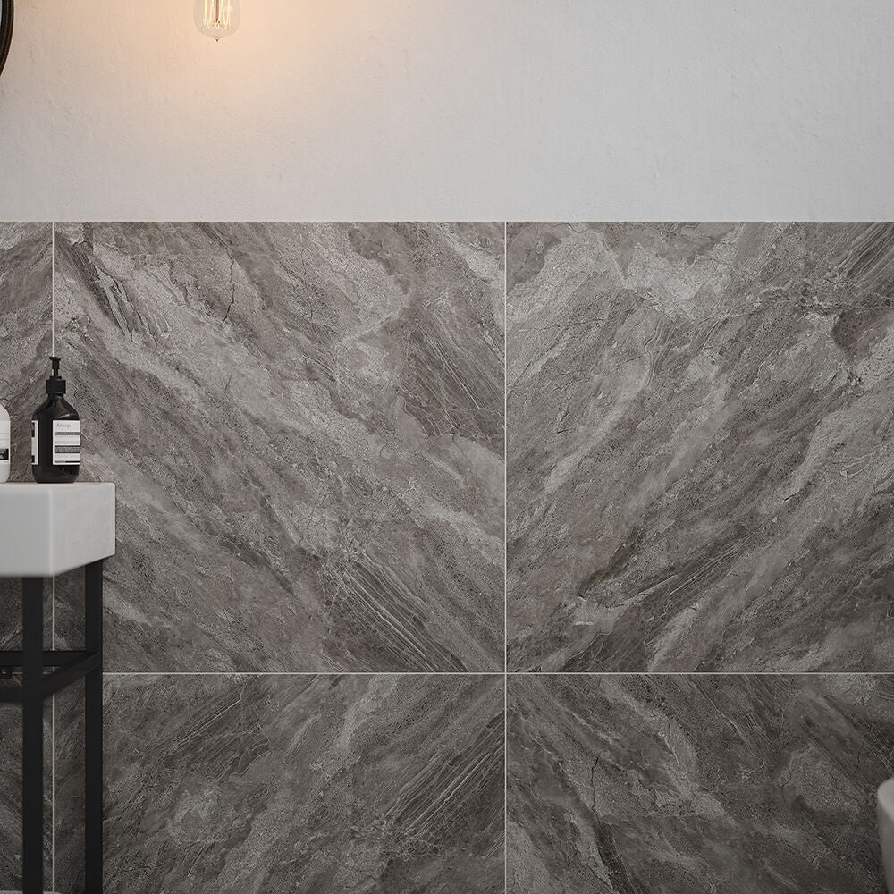Verona Apollo Grey Glazed Porcelain Wall & Floor Tile 60x60cm