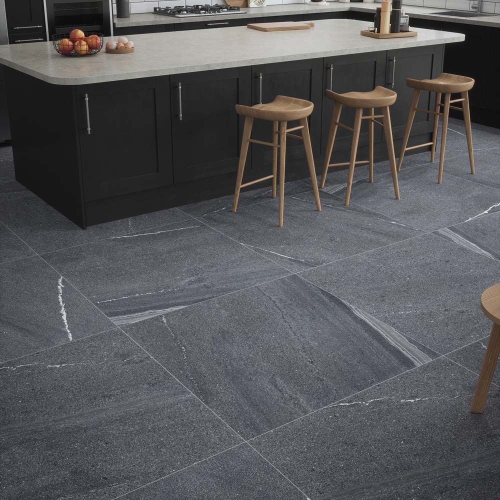 Grande Eastford Anthracite Matt Porcelain Wall & Floor Tile 100x100cm