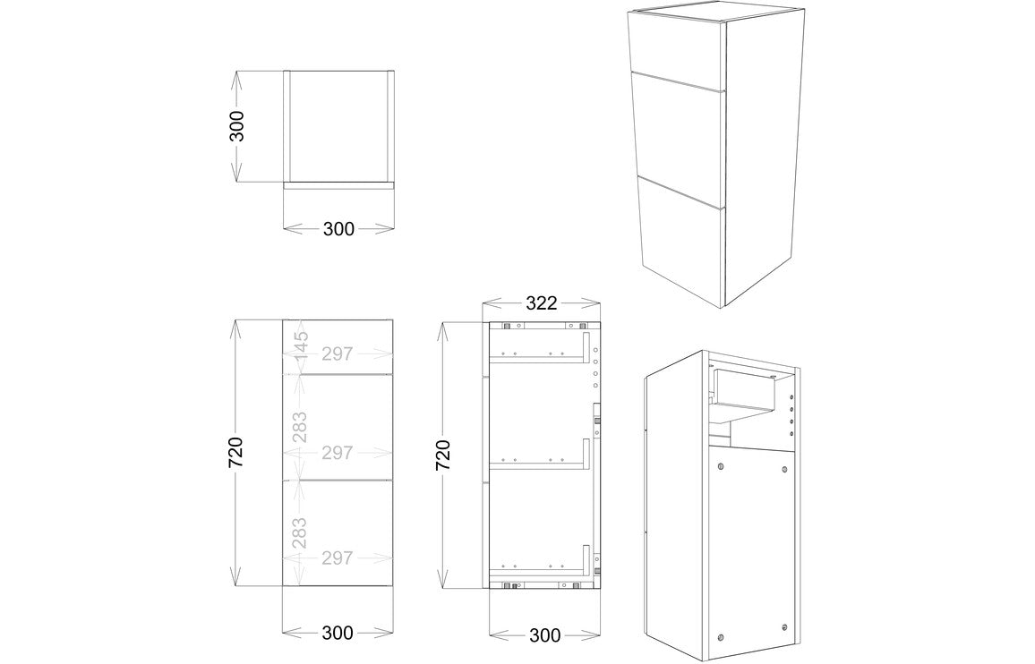 Valpolicella 1542mm Basin, WC & 3 Drawer Unit Pack - Pearl Grey Gloss