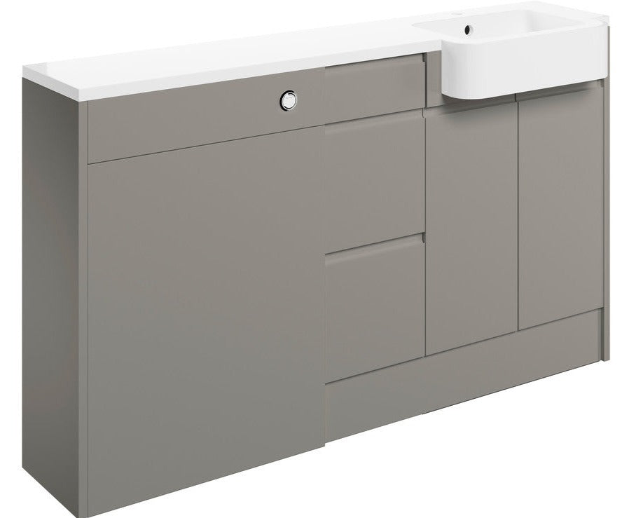 Valpolicella 1542mm Basin, WC & 3 Drawer Unit Pack - Pearl Grey Gloss