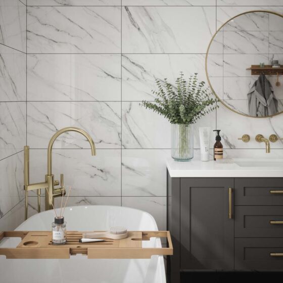 Waldorf Matt Ceramic Wall Marble Effect Tile 30x60cm-Verona-P12875