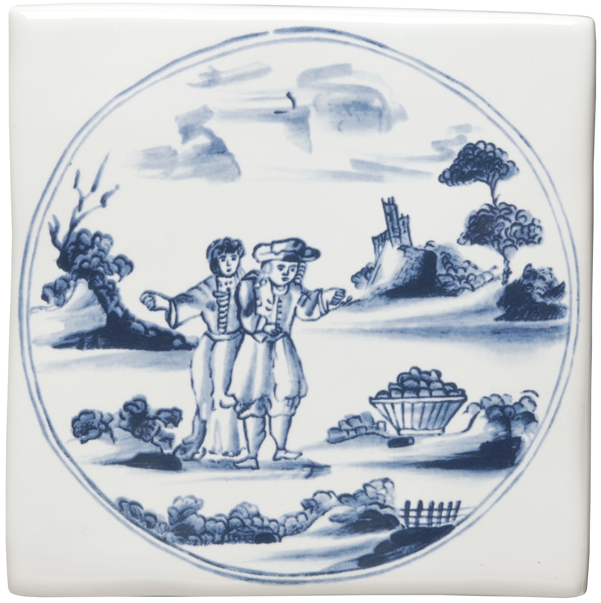 Original Style Winchester Classic English Delft Figures in a Landscape