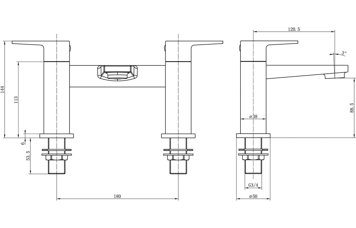 Albury Bath Filler - Chrome-Bath Taps-CAPTA9402-