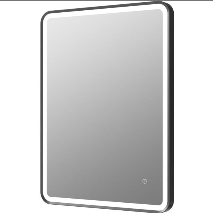 Alexandra 600mm Rectangle Front-Lit LED Mirror - Matt Black-Mirrors-DIMR0042-
