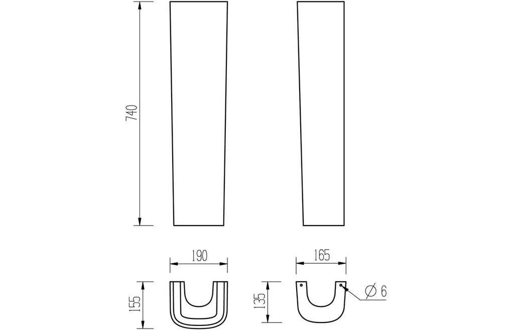 Amber 600x400mm 1TH Basin & Full Pedestal-Basins-DIPBP1090-