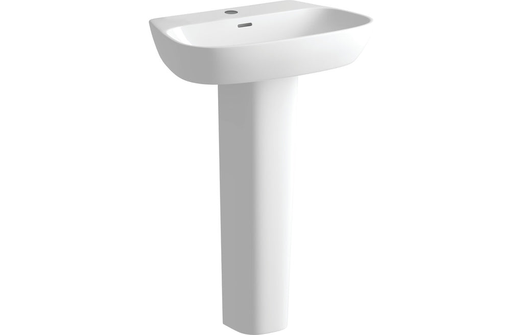 Amber 600x400mm 1TH Basin & Full Pedestal-Basins-DIPBP1090-