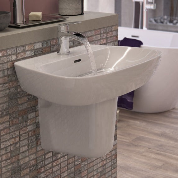 Amber 600x400mm 1TH Basin & Semi Pedestal-Basins-DIPBP1032-