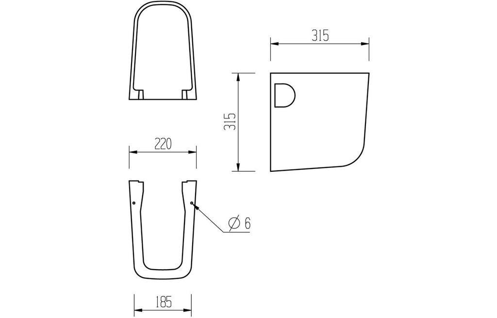 Amber 600x400mm 1TH Basin & Semi Pedestal-Basins-DIPBP1032-