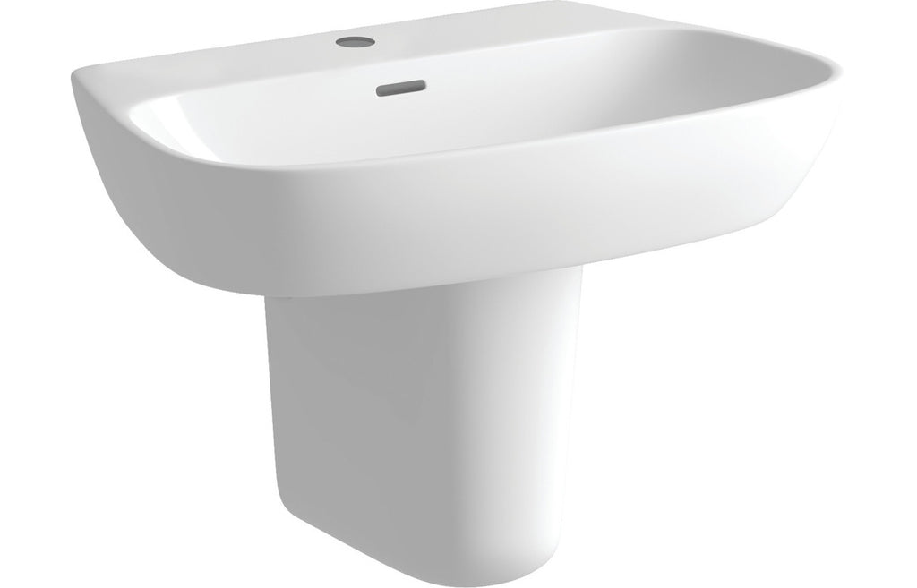 Amber 600x400mm 1TH Basin & Semi Pedestal-Basins-DIPBP1032-