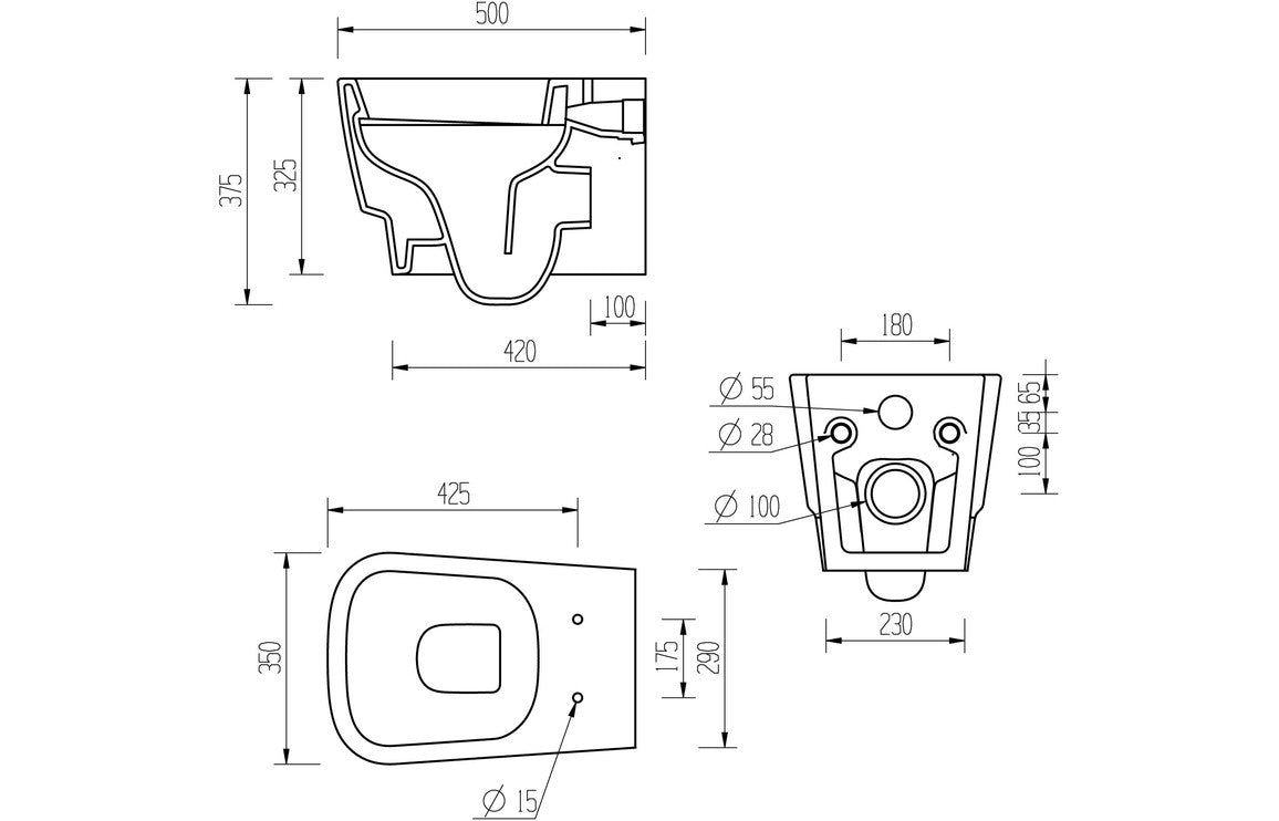 Amber Wall Hung WC & Soft Close Seat-Toilets-DIPTP0244-