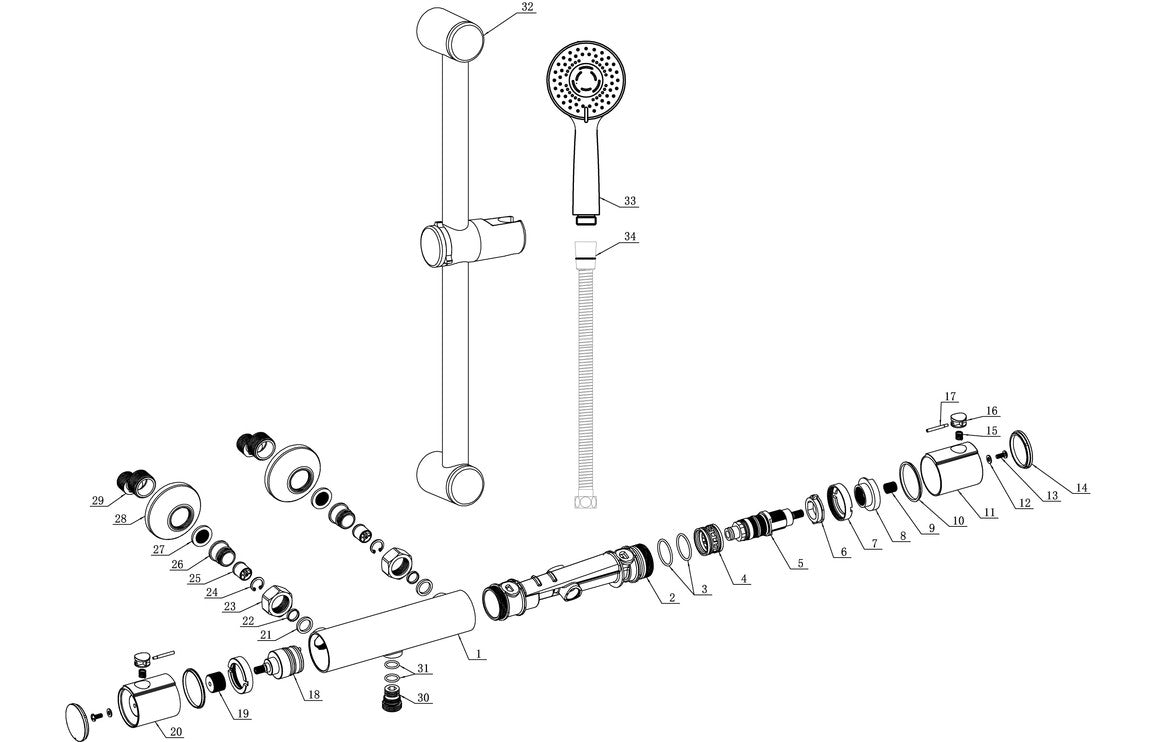 Argo Cool-Touch Thermostatic Bar Mixer Shower-Shower Rail Kits-DICM0572-