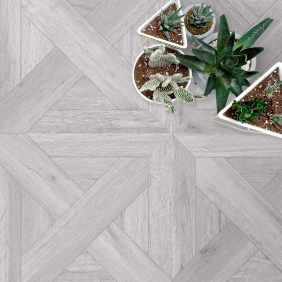 Verona Argyll Parquet Grey Glazed Porcelain Wall and Floor Tile 60x60cm