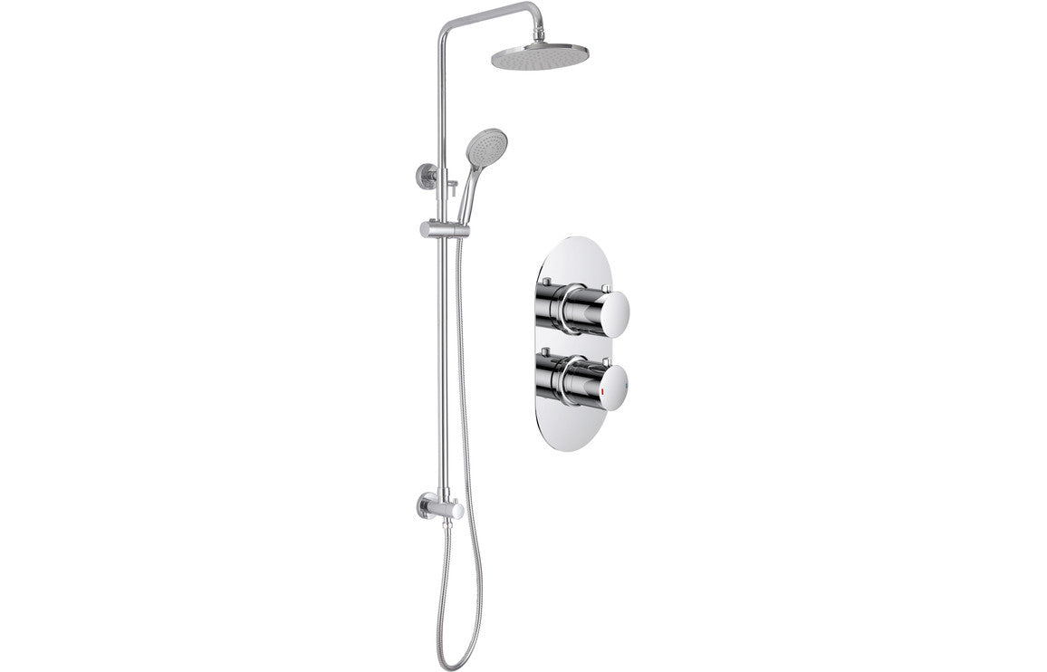 Ashington Concealed 2 Outlet Shower Valve with Riser & Overhead Kit-Shower Sets-DICMP0096-