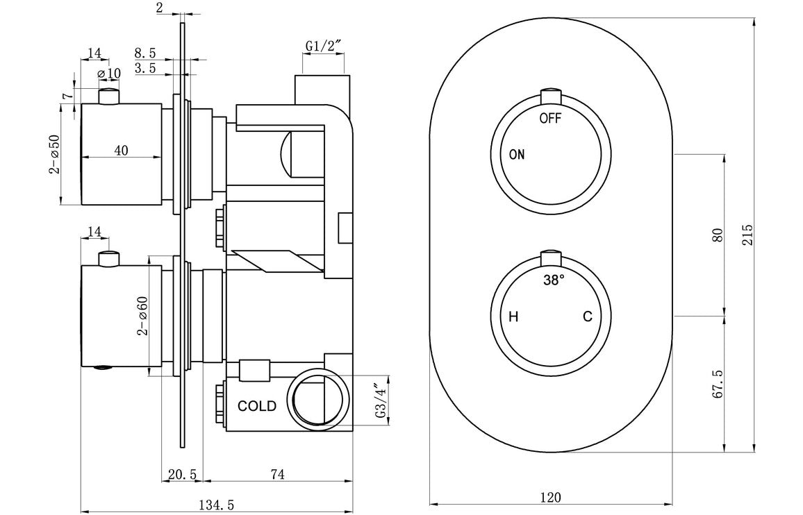 Ashington Concealed Single Outlet Shower Valve-Shower Sets-CAPSH1550/1565/1567-