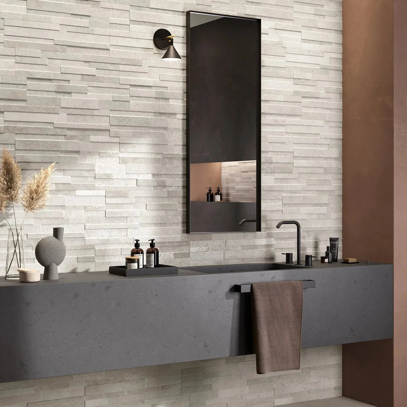 Aspen Light Grey 3D Porcelain Cladding 15x61cm