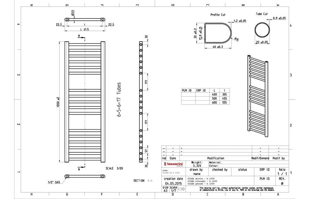 Aswan Straight 30mm Ladder Radiator-Heating-DIRA0154-