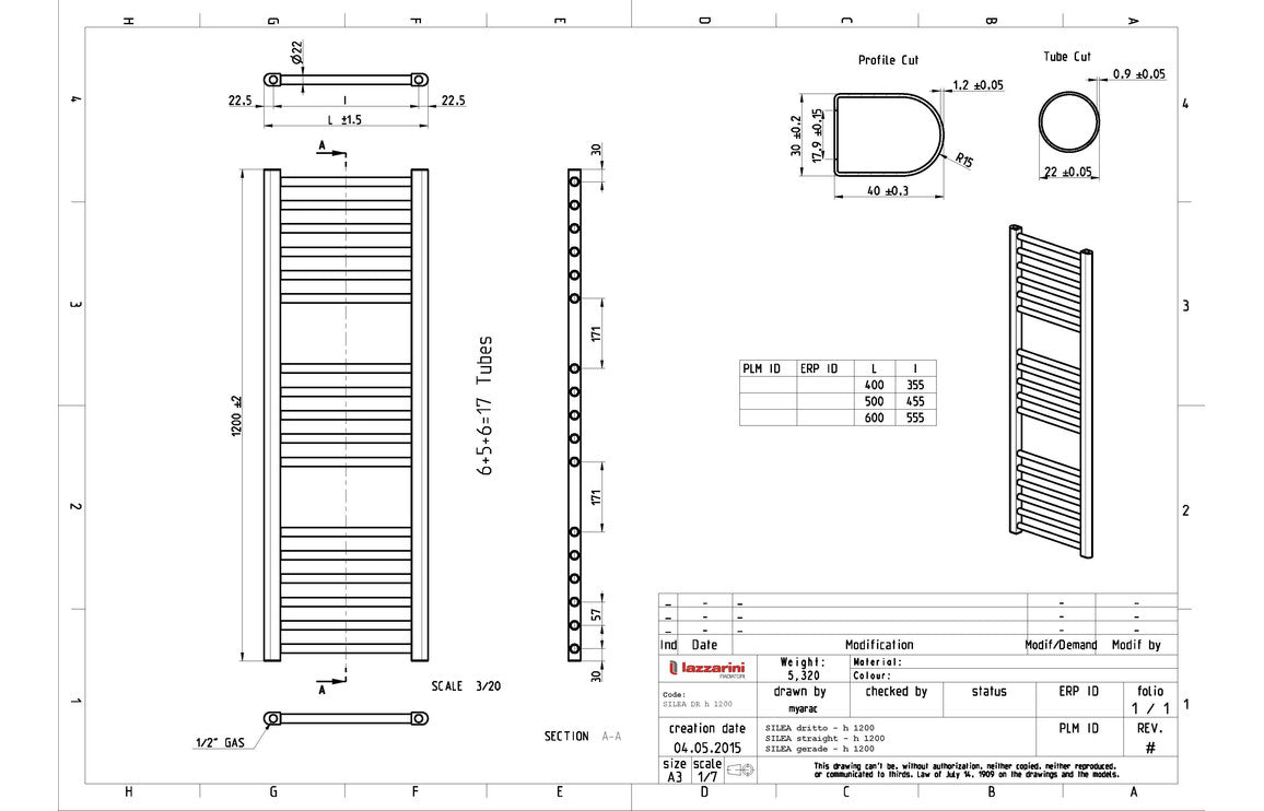 Aswan Straight 30mm Ladder Radiator-Heating-DIRA0154-