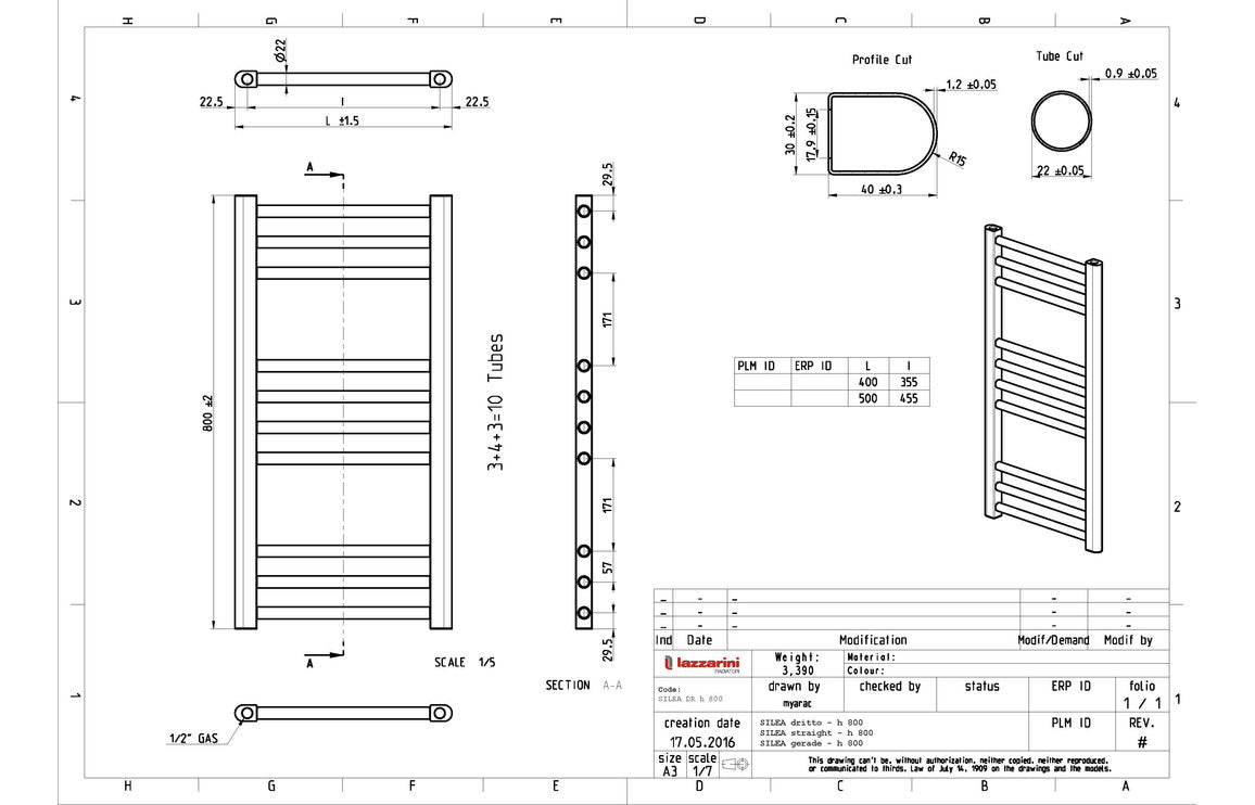 Aswan Straight 30mm Ladder Radiator-Heating-DIRA0154-