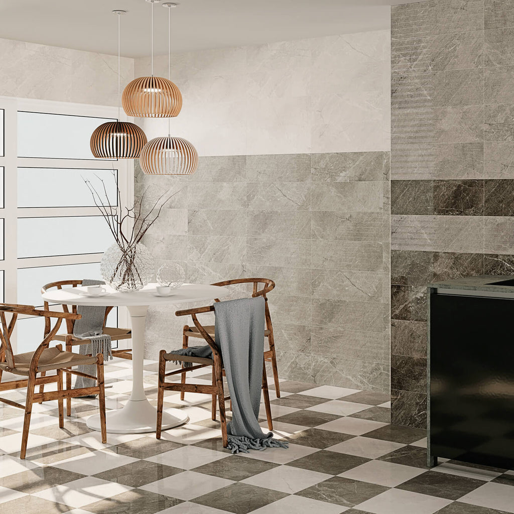 Balkan White Stone Effect Ceramic Wall Tile 20x60cm