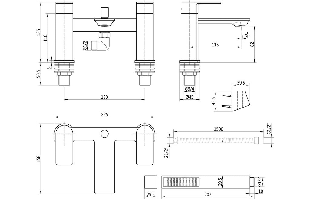 Bella Bath Shower Mixer - Chrome-Bath Taps-DITB2162-