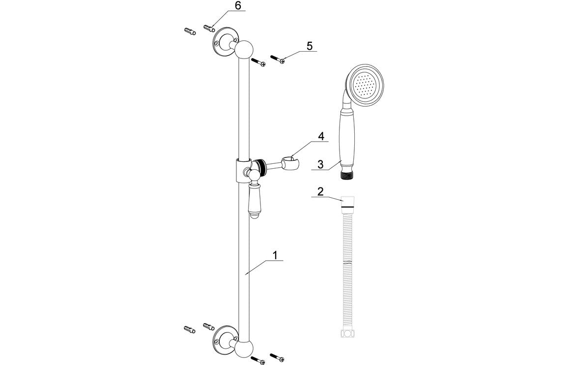 Berlington Traditional Chrome Slide Rail Kit and Handset-Shower Rail Kits-DICM0556-