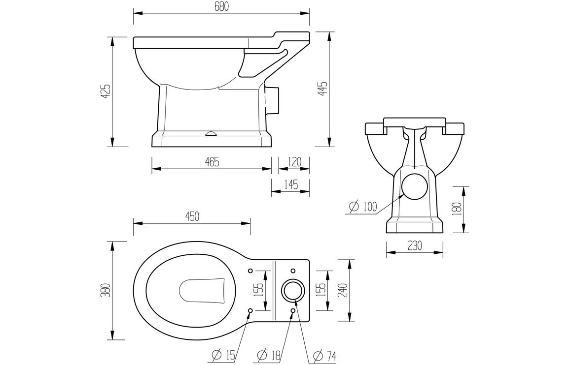 Berlington Traditional Close Coupled WC w/Brushed Brass Finish & Soft Close Seat-Toilets-DIPT0332-