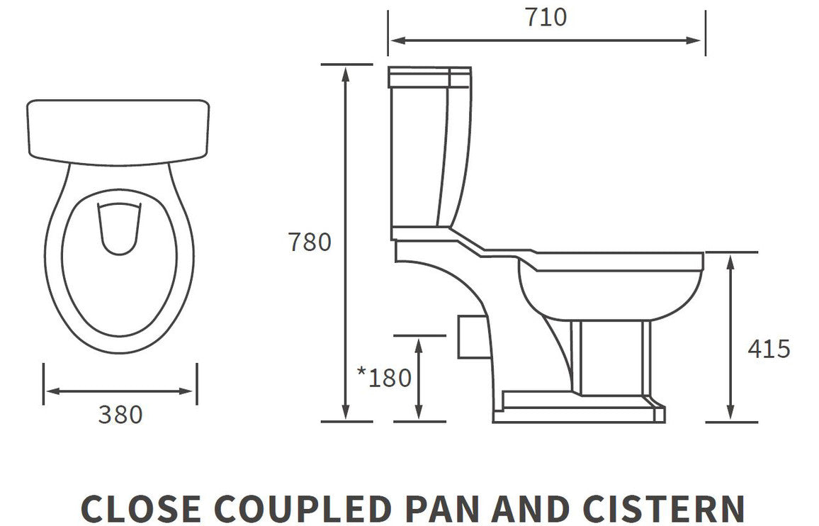 Berlington Traditional Close Coupled WC w/Brushed Brass Finish & Soft Close Seat-Toilets-DIPT0332-