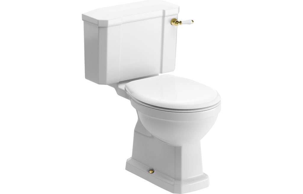 Berlington Traditional Close Coupled WC w/Brushed Brass Finish & Soft Close Seat-Toilets-DIPT0332-