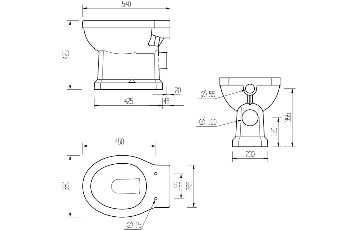 Berlington Traditional Low Level WC & Soft Close Seat-Toilets-DIPTP0186-