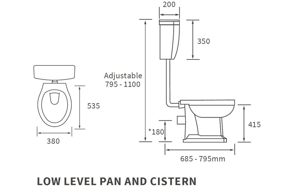 Berlington Traditional Low Level WC & Soft Close Seat-Toilets-DIPTP0186-
