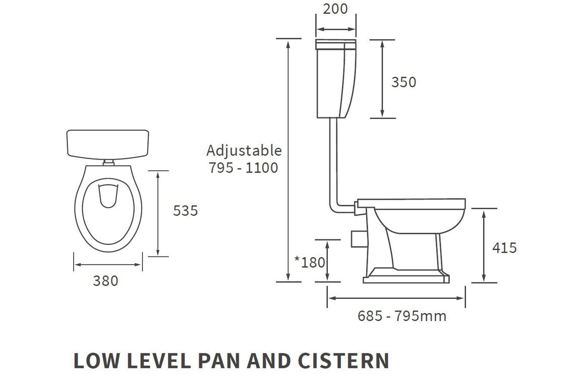 Berlington Traditional Low Level WC & Soft Close Seat-Toilets-DIPTP0186-