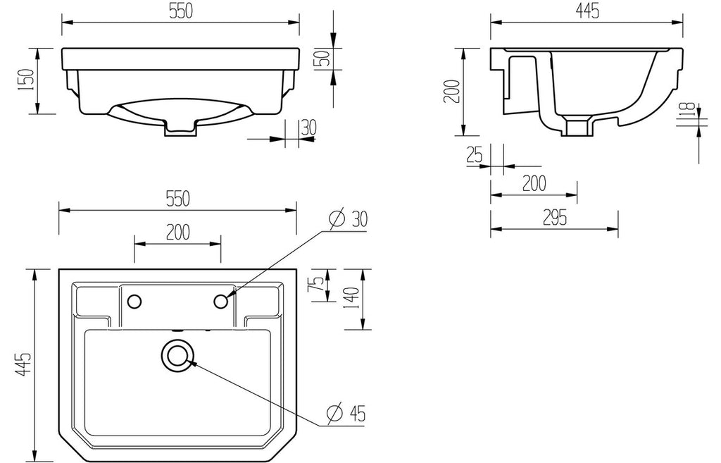 Berlington Traditional Semi Recessed Basin-Basins-DIPB2046-
