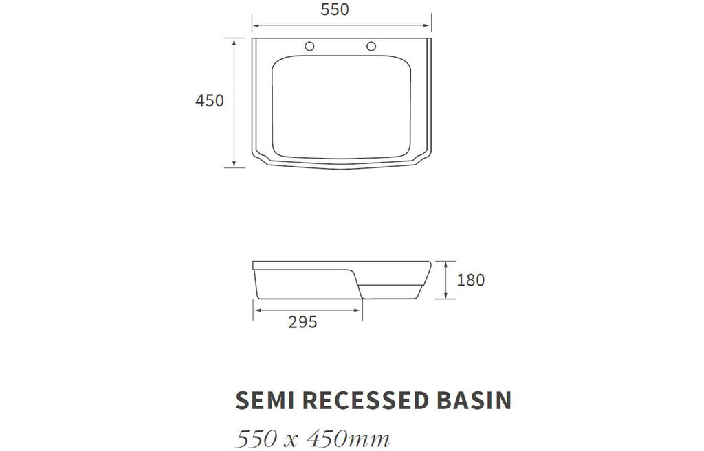 Berlington Traditional Semi Recessed Basin-Basins-DIPB2046-