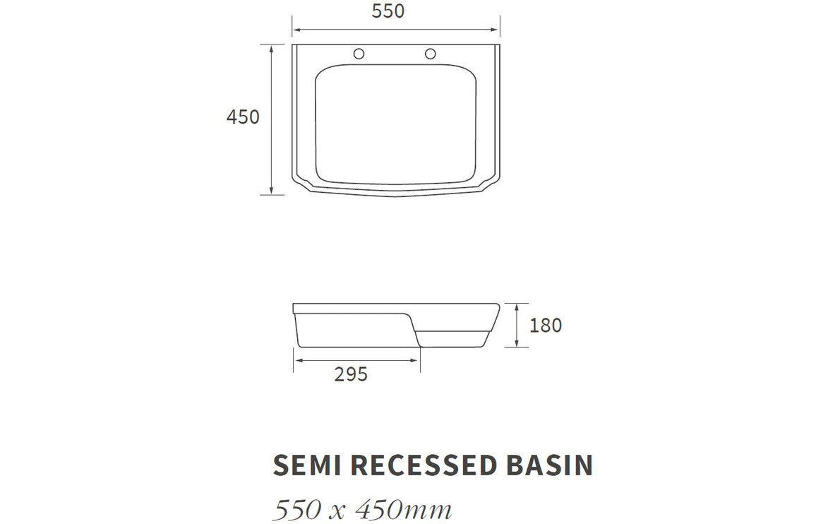 Berlington Traditional Semi Recessed Basin-Basins-DIPB2046-