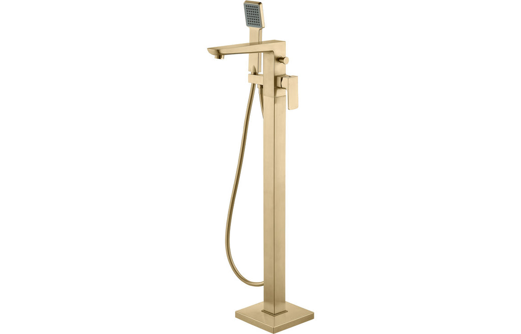 Bettola Floor Standing Bath/Shower Mixer - Brushed Brass-Bath Taps-DITB2280-