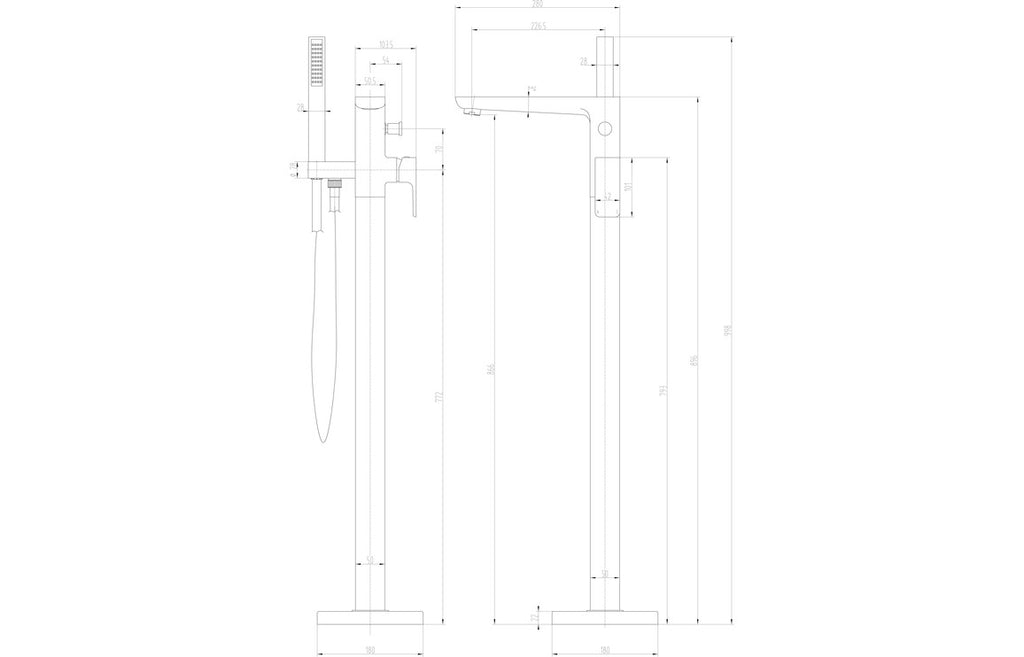 Bettola Floor Standing Bath/Shower Mixer - Matt Black-Bath Taps-DITB1108-