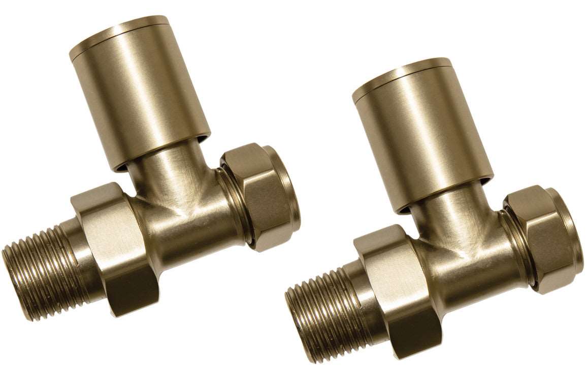Brushed Brass Radiator Valves-Heating-DIRA0292-Straight-
