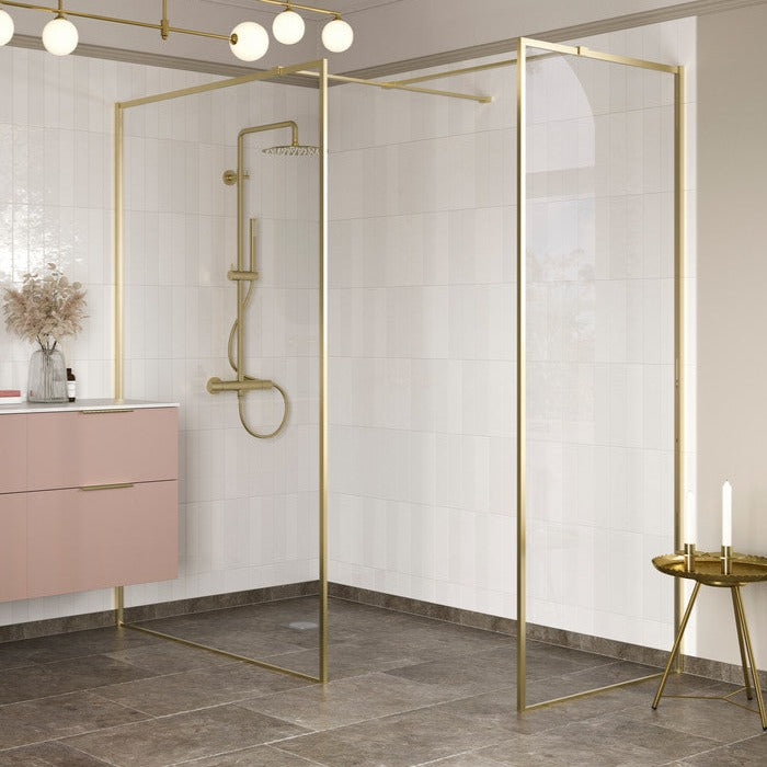 Capital Wet Room Panel 800mm - Brushed Brass-Shower Enclosures-CAPCS0124BB-