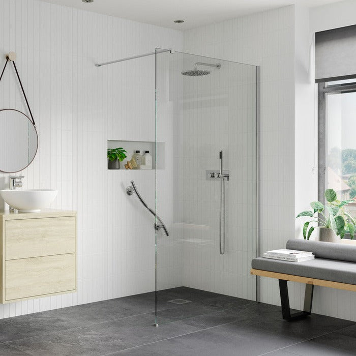 Capital8 700mm Wetroom Panel & Floor-to-Ceiling Pole-Shower Enclosures-CAPCS0122-