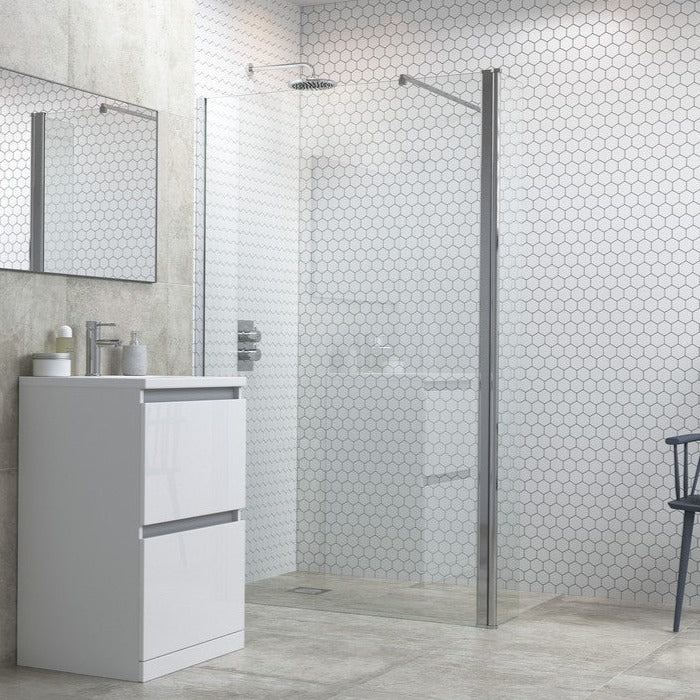 Capital8 800mm Wetroom Panel, Support Bar & 300mm Rotatable Panel - Chrome-Shower Enclosures-CAPCS0124-