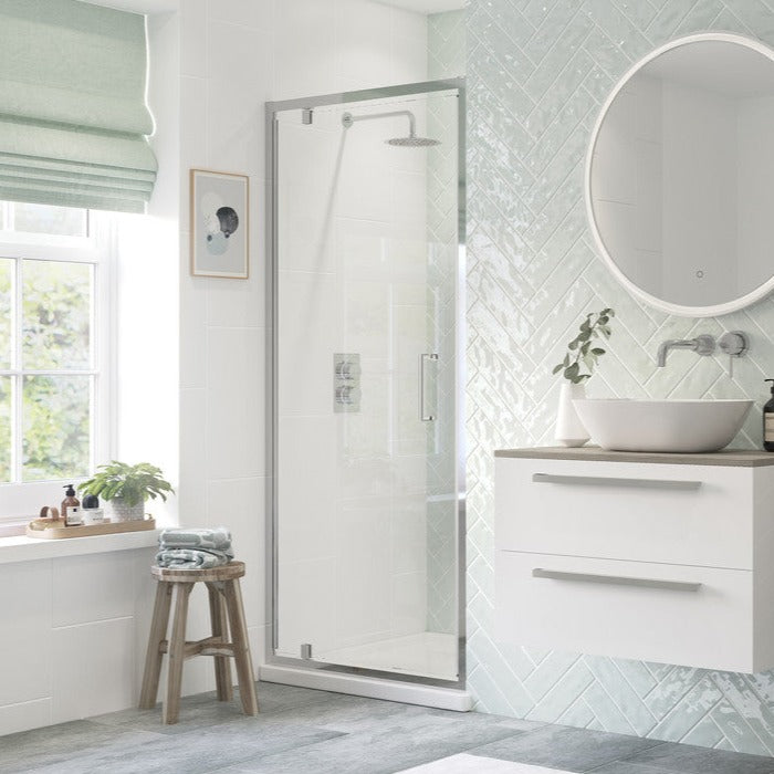Capital8 Pivot Door 900mm Chrome-Shower Enclosures-CAPCS0804-