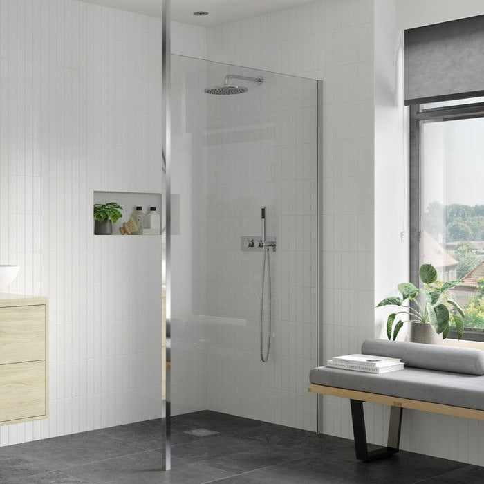 Capital8plus 1100mm Wetroom Panel & Floor-to-Ceiling Pole-Shower Enclosures-CAPCS0127-