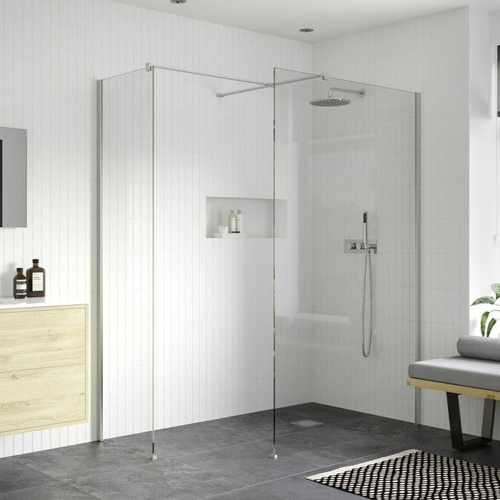 Capital8plus 1200mm Wetroom Panel & Support Bar - Chrome-Shower Enclosures-CAPCS0128-