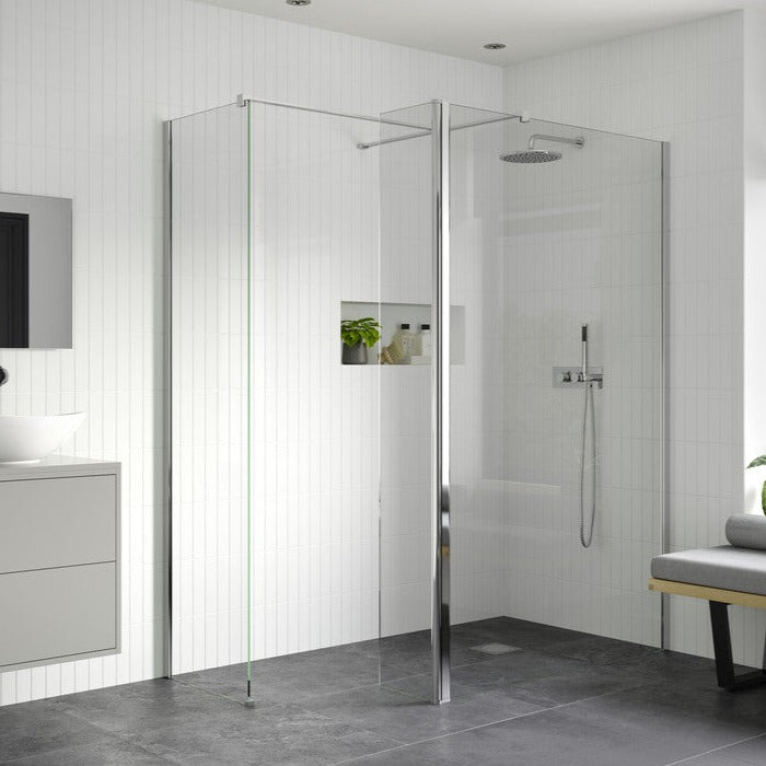Capital8plus 900mm Wetroom Side Panel - Chrome-Shower Enclosures-CAPKU0877-