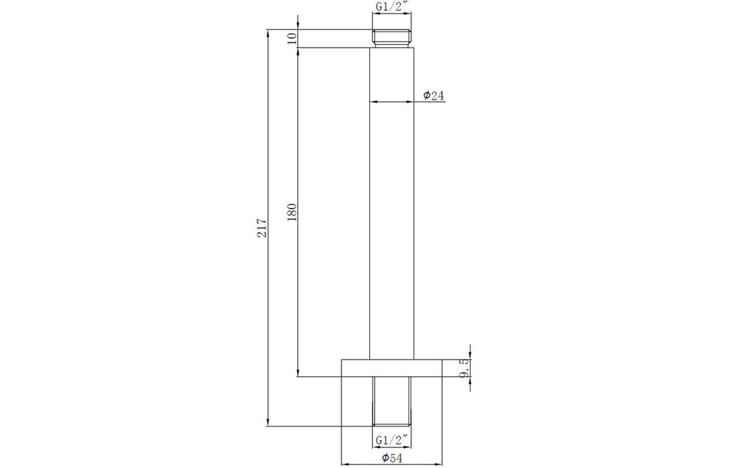 Ceiling Arm - Matt Black-Shower Arms-DICM0720-