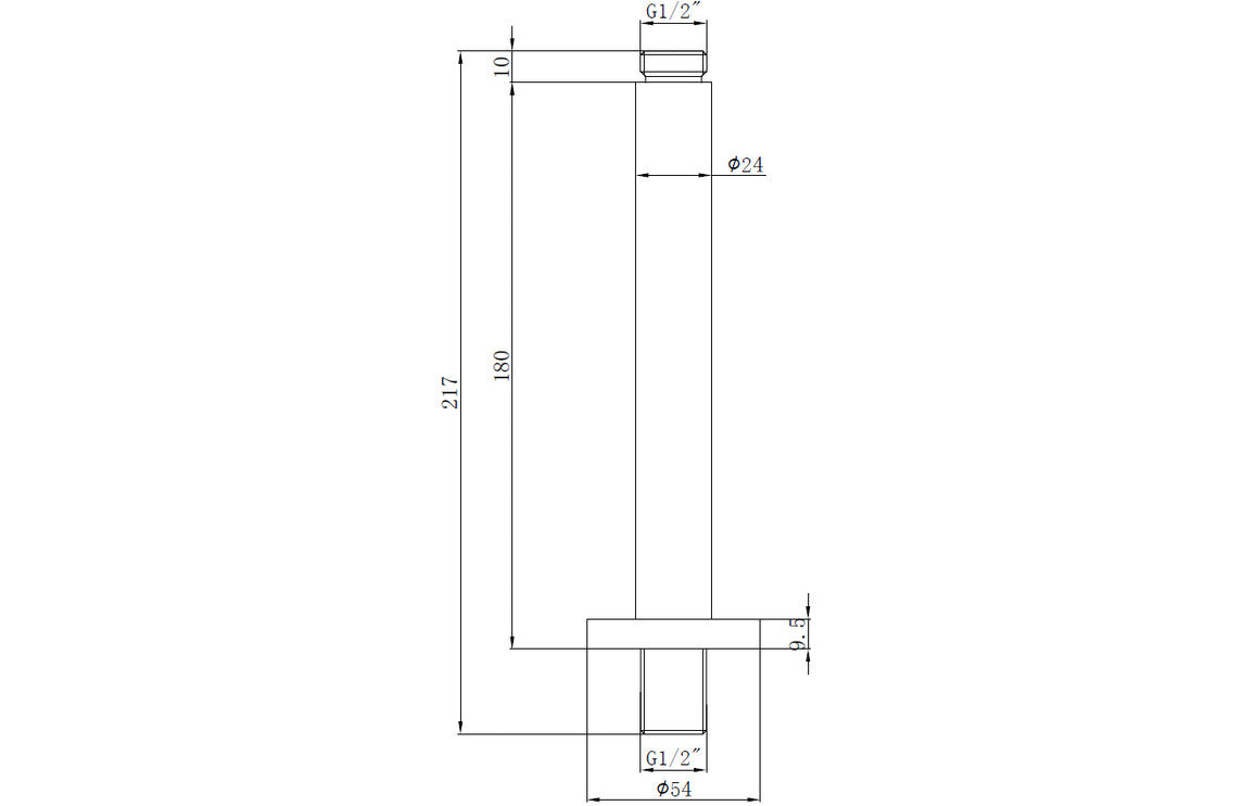 Ceiling Arm - Matt Black-Shower Arms-DICM0720-
