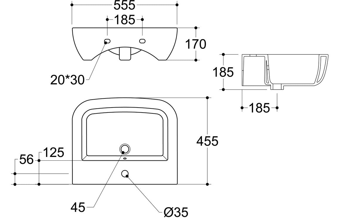 Cerys 450x320mm 1TH Cloakroom Basin & Bottle Trap-Basins-DIPBP1140-