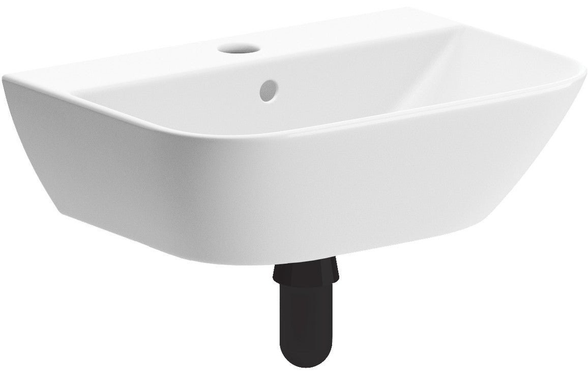 Cerys 450x320mm 1TH Cloakroom Basin & Bottle Trap-Basins-DIPBP1140-Black-