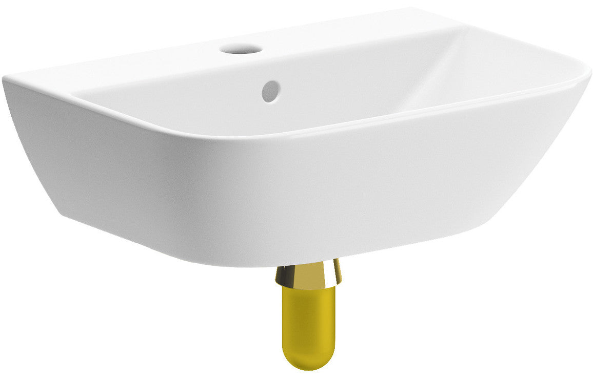 Cerys 450x320mm 1TH Cloakroom Basin & Bottle Trap-Basins-DIPBP1140-Brushed Brass-