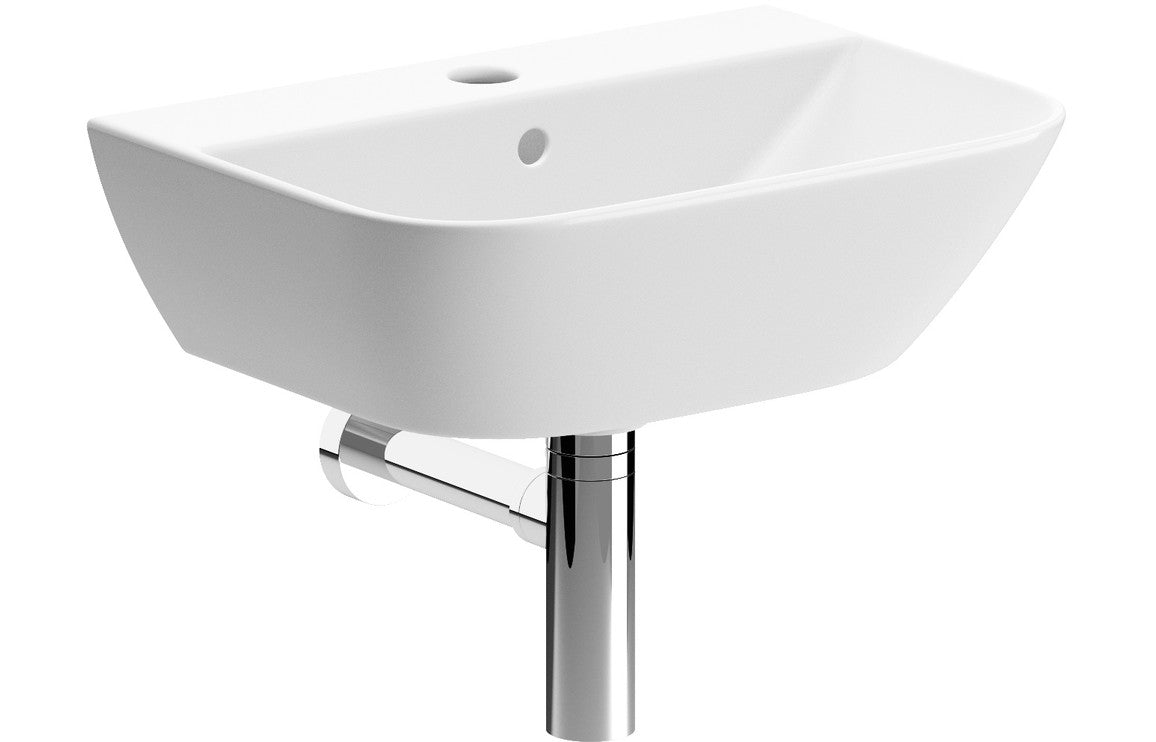 Cerys 450x320mm 1TH Cloakroom Basin & Bottle Trap-Basins-DIPBP1140-Chrome-